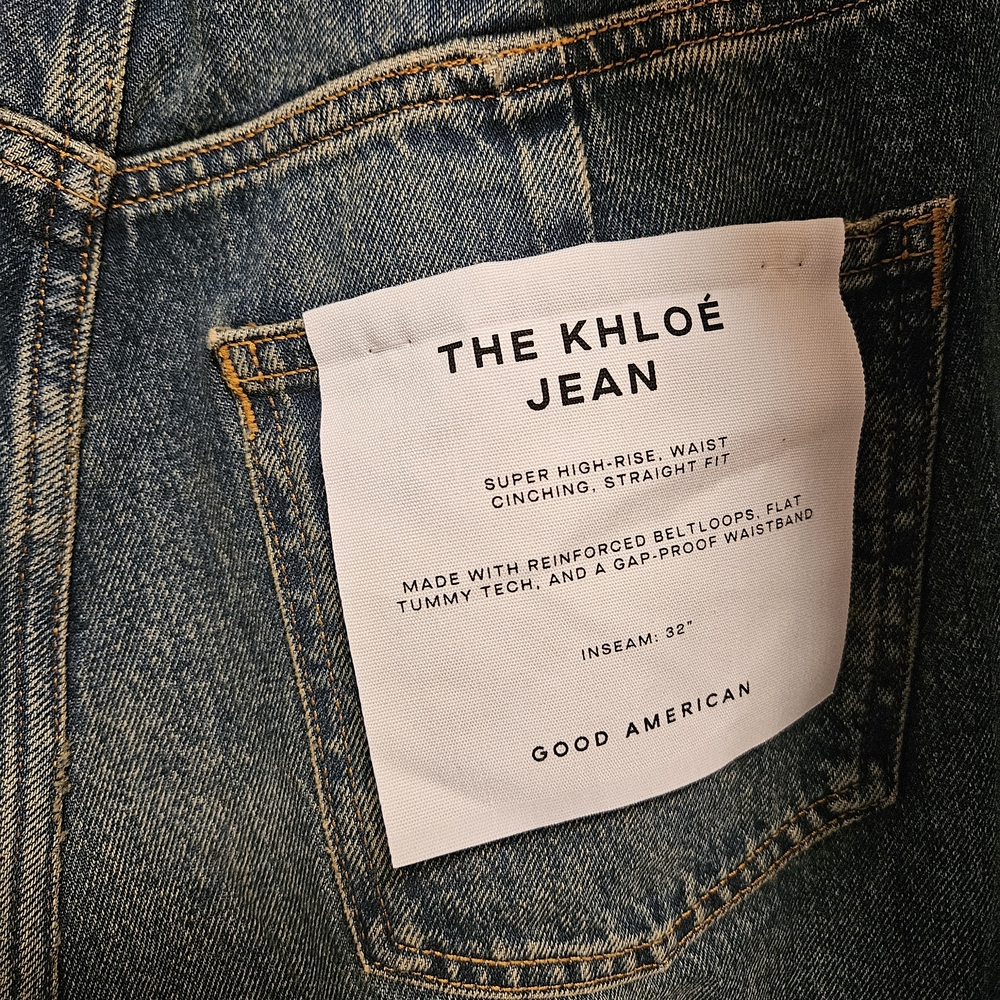 Good American Khloé High-Rise Straight Jeans - Blue Denim